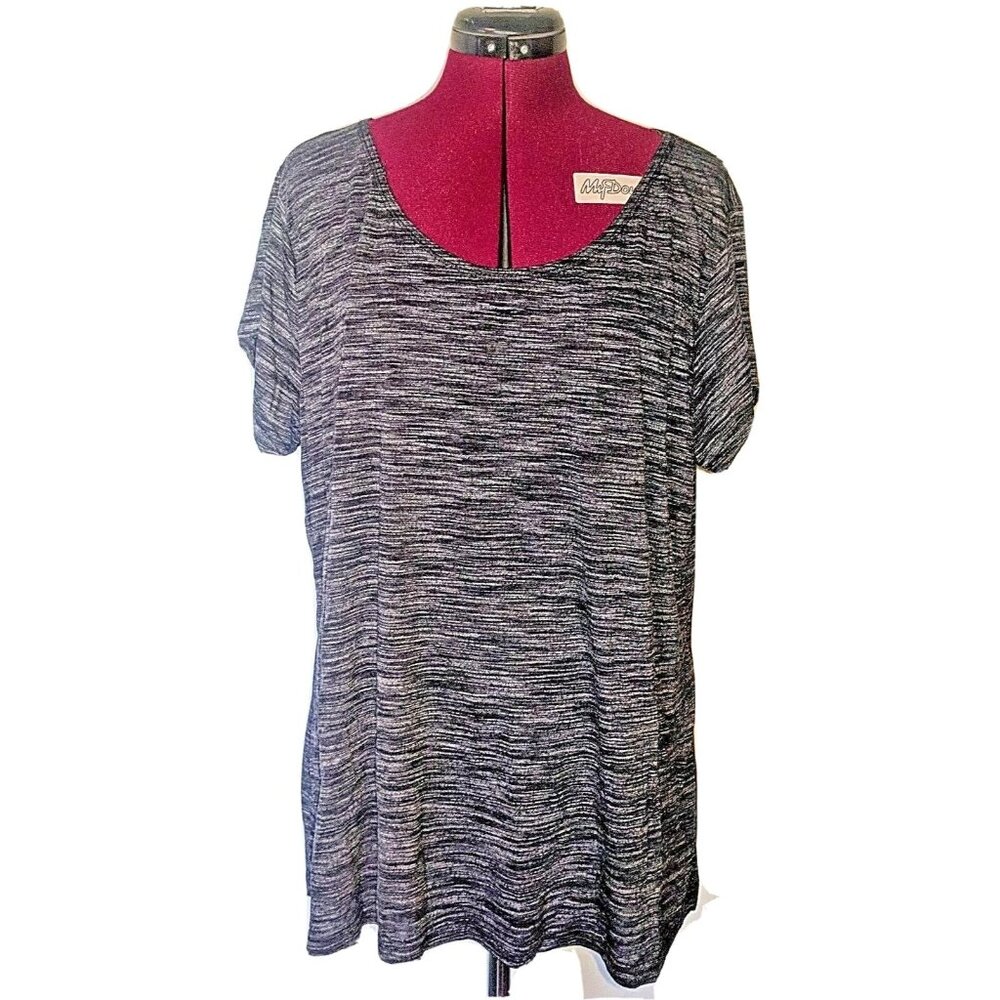 Just Be Free Women’s Plus Size 2X T-Shirt Heather Black Scoop Neck Short Sleeve